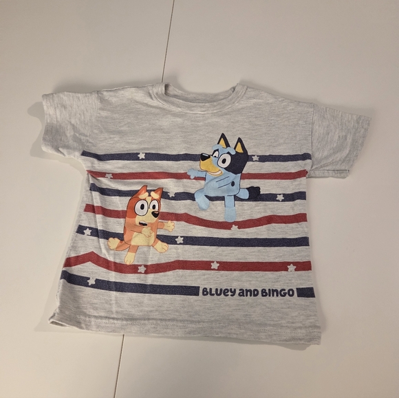 Bluey - Bluey and Bingo Short Sleeve Tee And Shorts - Red & Blue Stripes - 3T - Picture 4 of 7